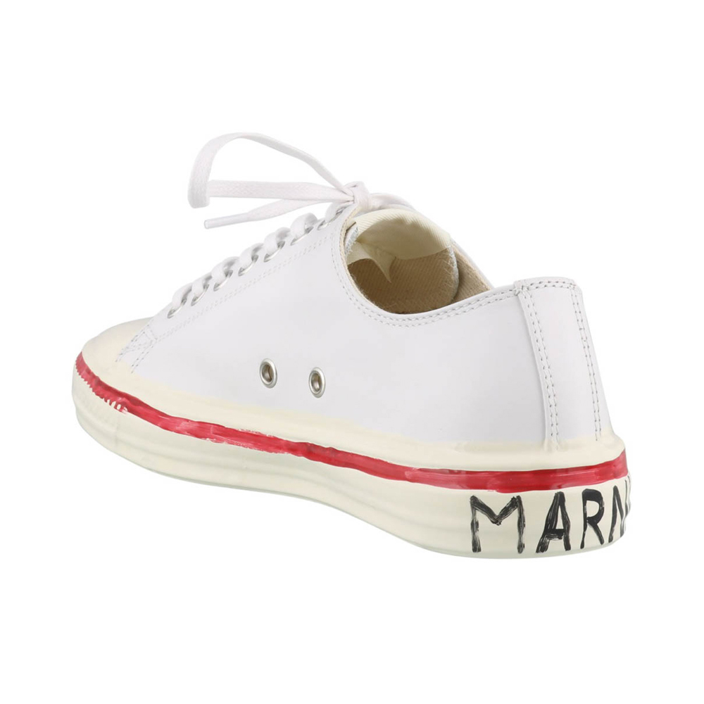 MARNI 女士白色带徽标字样的皮革系带运动鞋 SNZW006802-P3350-ZI526商品第3张图片规格展示