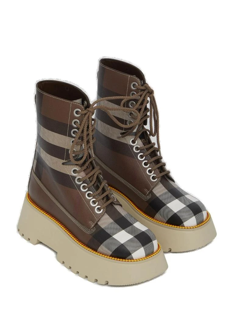 商品Burberry|Burberry Checked Lace-Up Combat Boots,价格¥5076,第2张图片详细描述