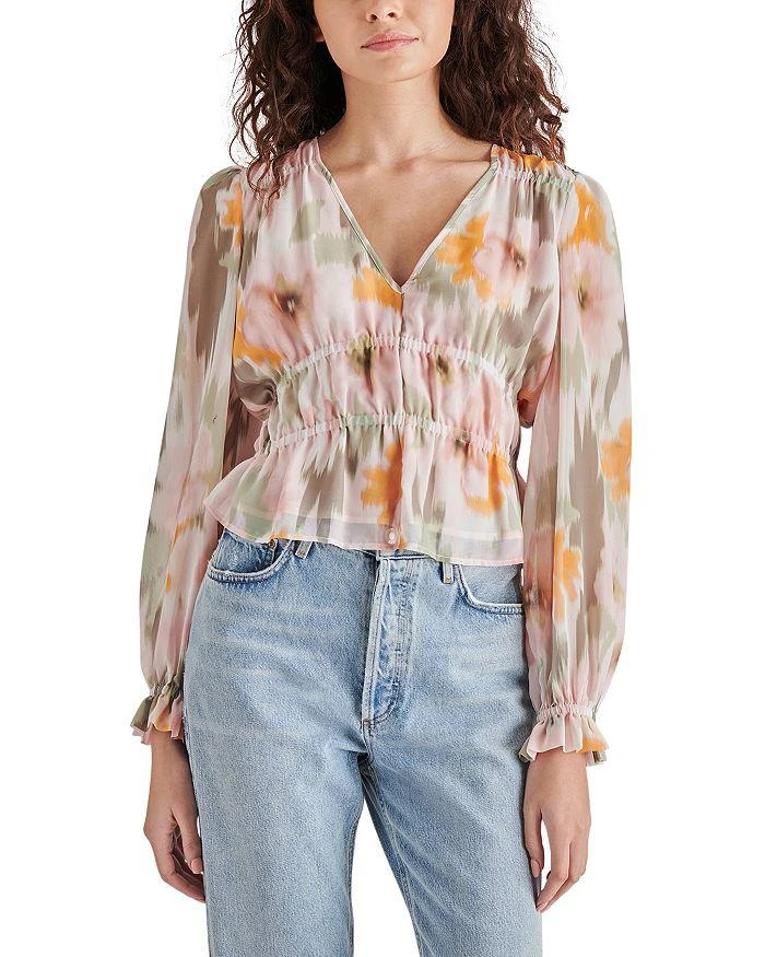 商品Steve Madden|Ardenne Faded Floral Chiffon Top,价格¥515,第1张图片详细描述