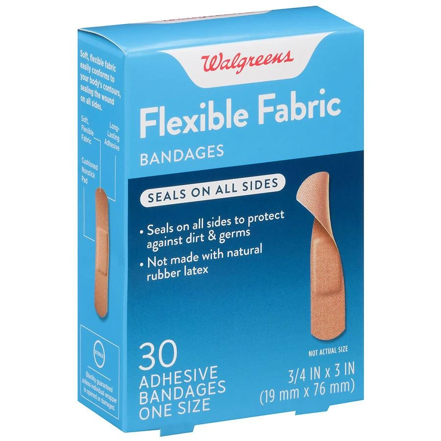 商品Walgreens|Flexible Fabric Bandages 3/4 in x 3 in,价格¥30,第1张图片