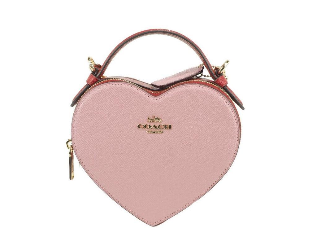 商品Coach|Small Pink Colorblock Crossgrain Leather Heart Crossbody Handbag,价格¥2635,第1张图片