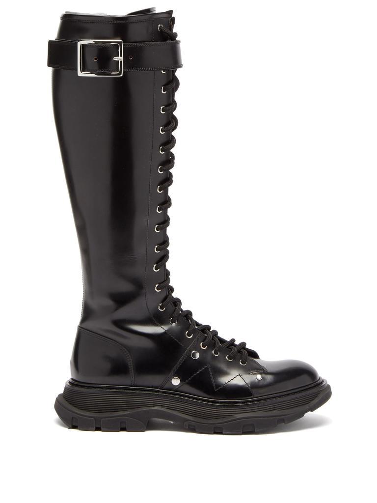 商品Alexander McQueen|Tread exaggerated-sole leather knee-high boots,价格¥8441,第1张图片