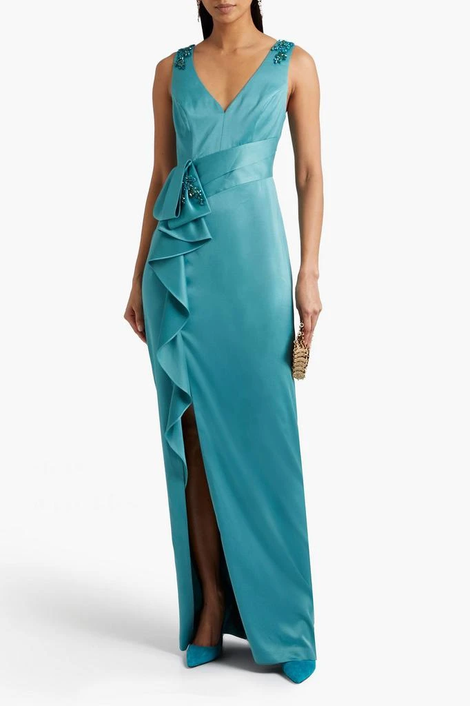 商品MARCHESA|Embellished ruffled satin-crepe gown,价格¥1813,第2张图片详细描述