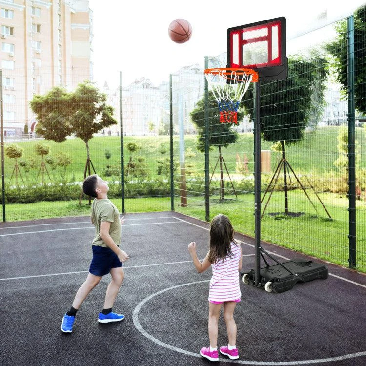 商品Hivvago|4.3-8.2 FT Portable Basketball Hoop with Adjustable Height and Wheels-Red,价格¥916,第2张图片详细描述