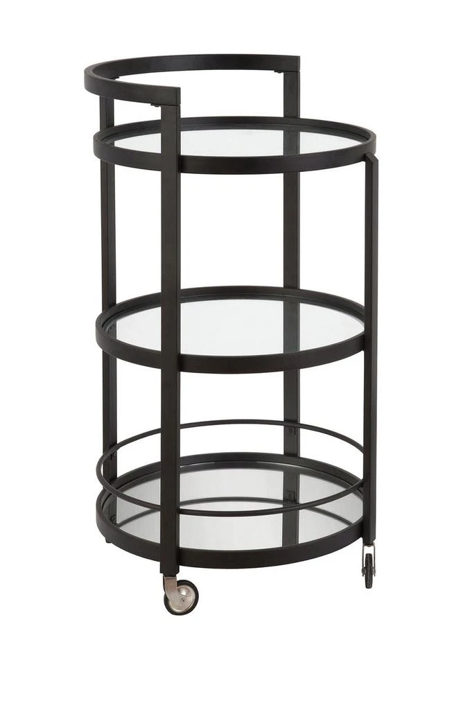 商品ADDISON AND LANE|Hause Round Blackened Bronze Bar Cart with Mirrored Shelf,价格¥1443,第1张图片