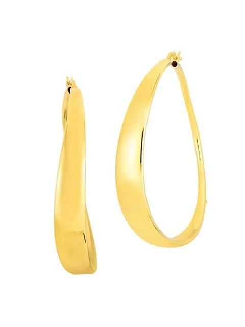 商品Roberto Coin|Designer 18K Yellow Gold Tapered Teardrop Hoop Earrings,价格¥17581,第1张图片
