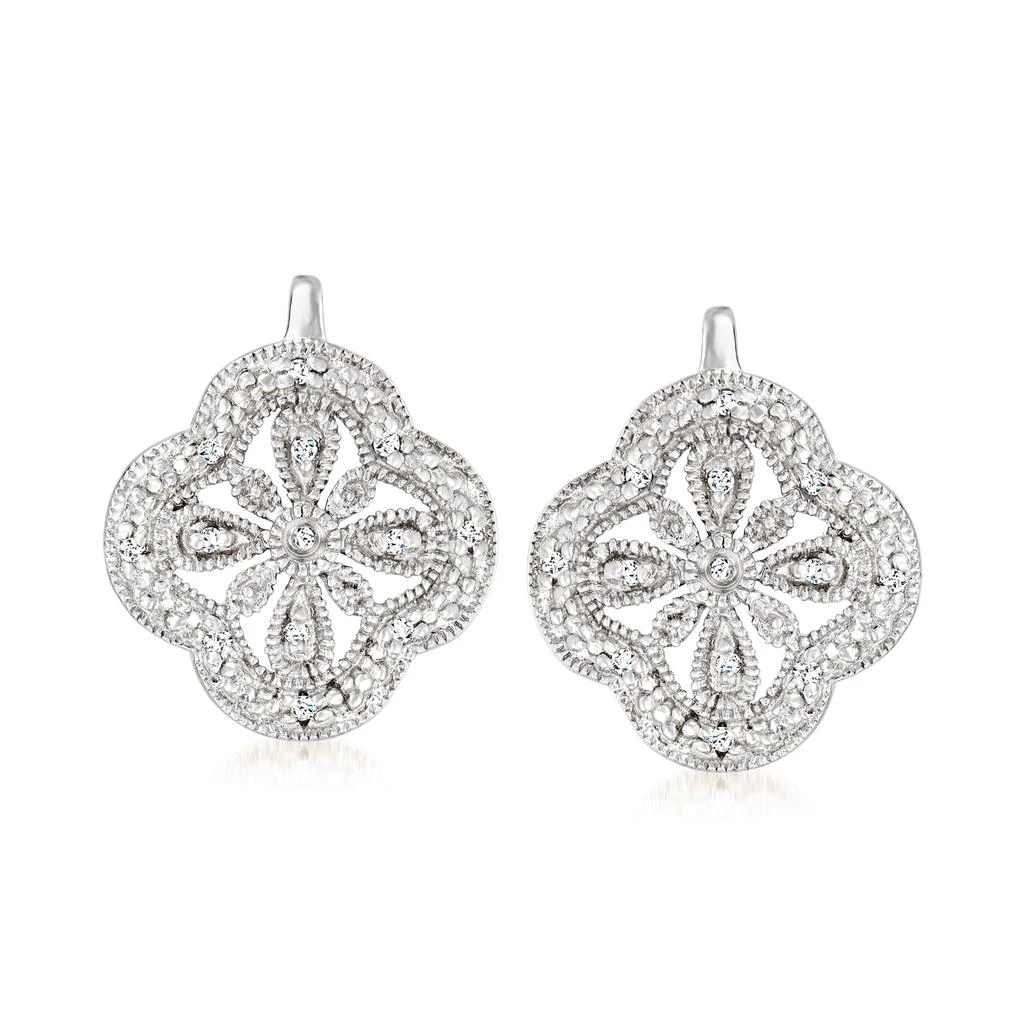 商品Ross-Simons|Ross-Simons Openwork Clover Drop Earrings With Diamond Accents in Sterling Silver,价格¥992,第1张图片