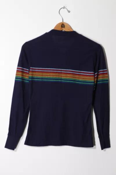Vintage 1970s Embroidered Stripe West Virginia University V-Neck Long Sleeve T-shirt商品第3张图片规格展示