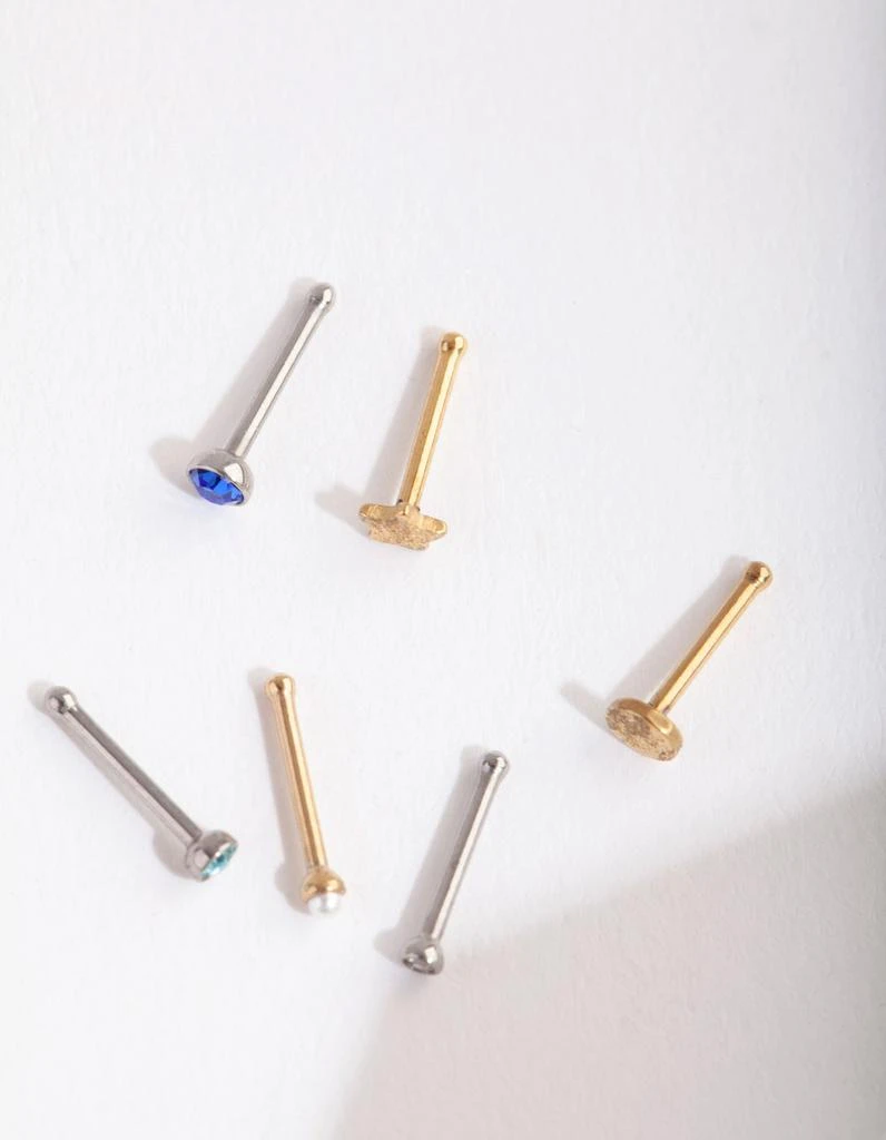 商品Lovisa|Mix Metal Sapphire Star Nose Stud 6 Pack,价格¥191,第1张图片