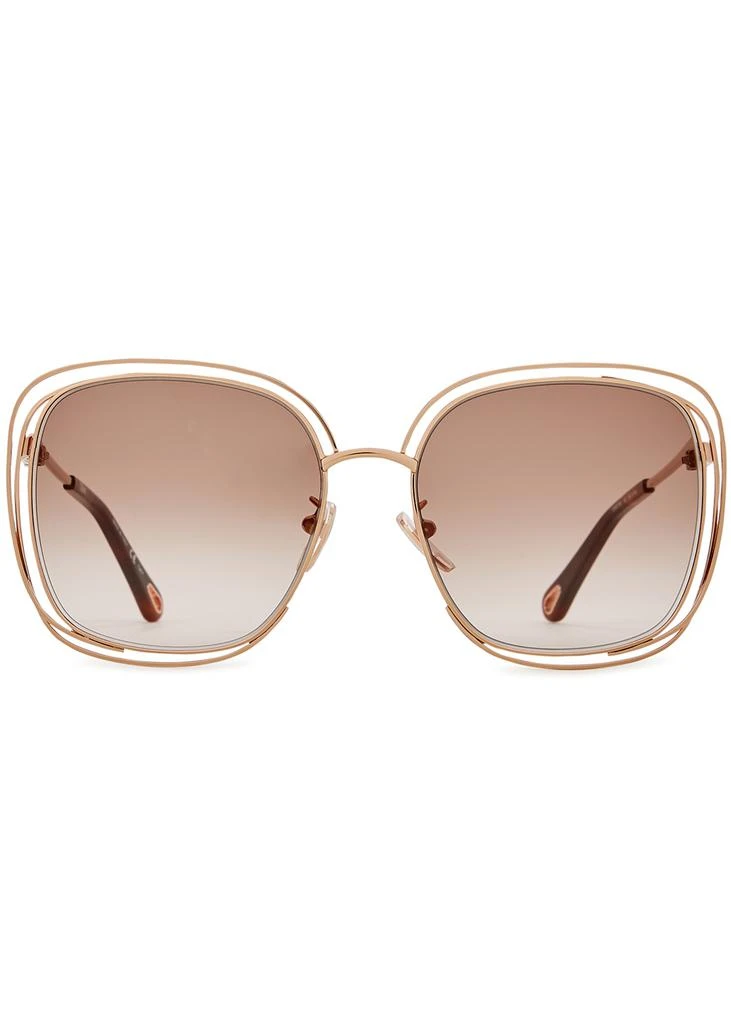 商品Chloé|Carlina rose gold-tone oversized sunglasses,价格¥2936,第2张图片详细描述