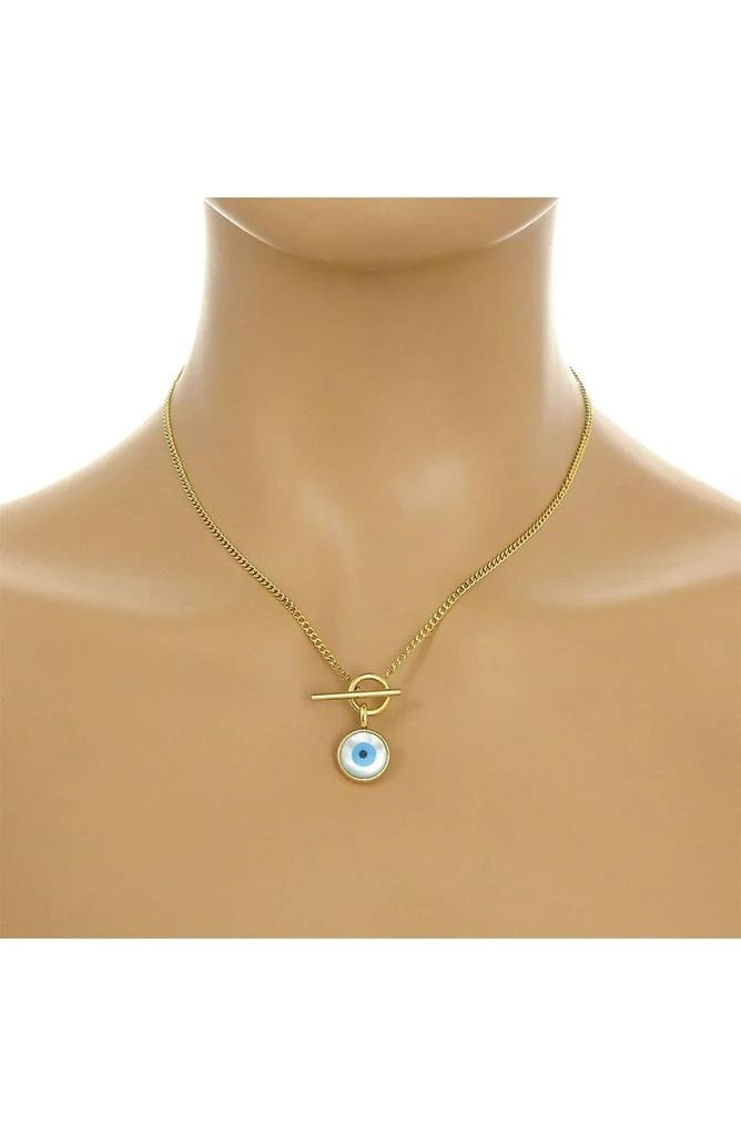 商品Savvy Cie Jewels|14K Gold Plated Evil Eye Toggle Necklace,价格¥323,第2张图片详细描述