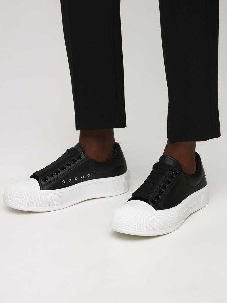 商品Alexander McQueen|45mm Deck Plimsoll Leather Sneakers,价格¥3951,第4张图片详细描述