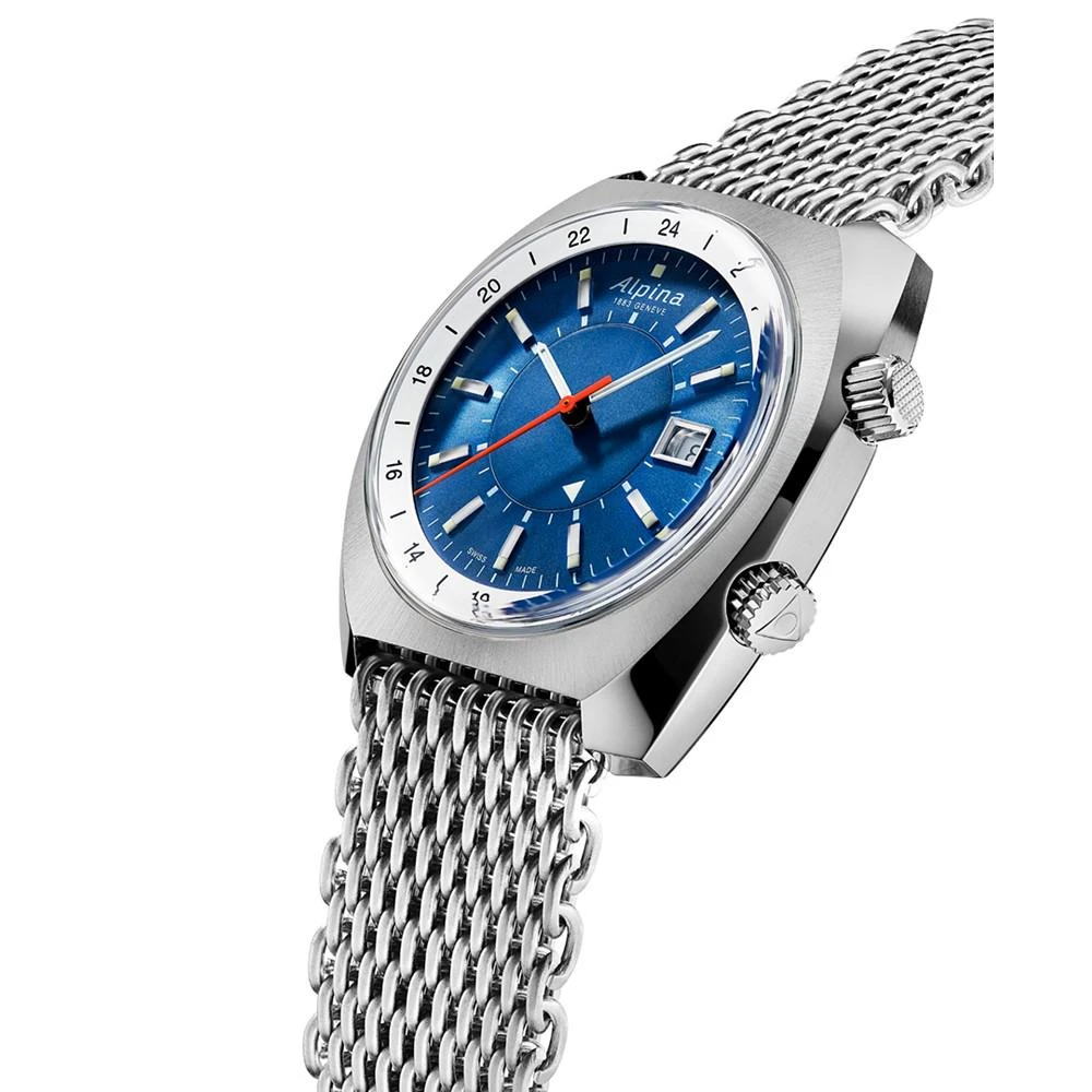 商品Alpina|Men's Swiss Automatic Startimer Pilot Heritage GMT Stainless Steel Mesh Bracelet Watch 42x41mm,价格¥12680,第3张图片详细描述