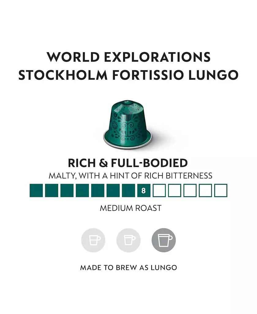 商品Nespresso|Capsules OriginalLine, Stockholm Fortissio Lungo, Dark Roast Coffee, 50 Count Coffee Pods,价格¥336,第3张图片详细描述