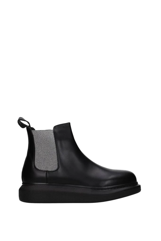 商品Alexander McQueen|Ankle boots Leather Black Silver,价格¥3041,第1张图片