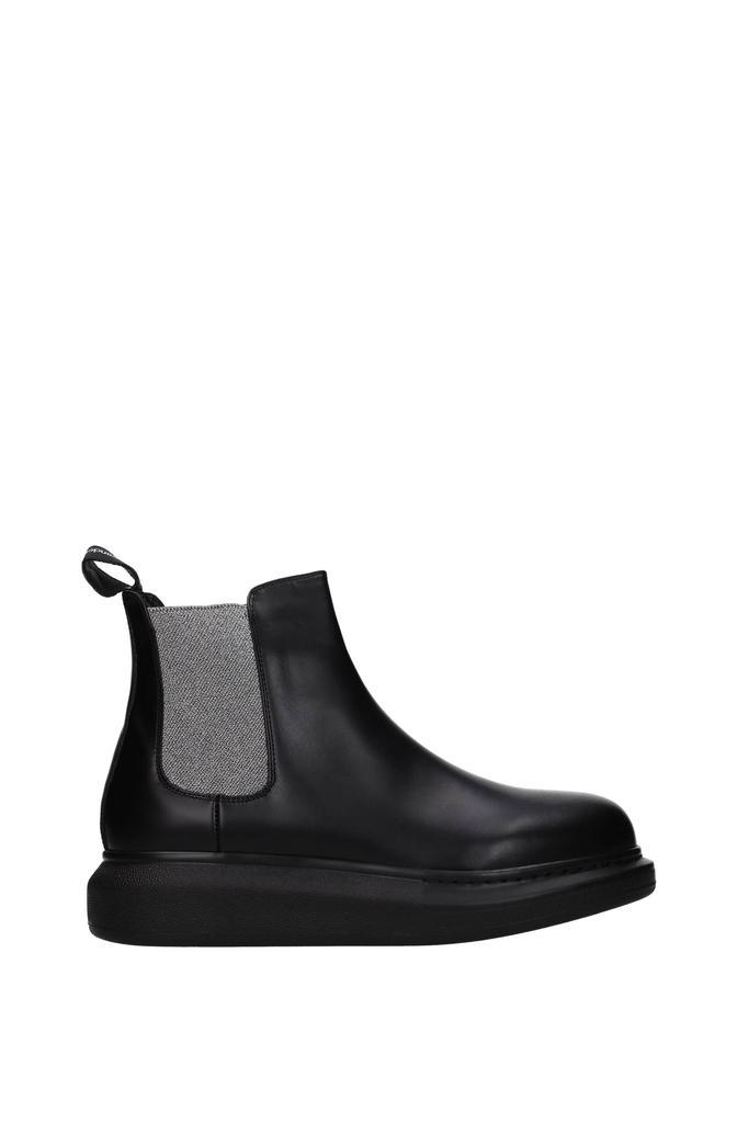 商品Alexander McQueen|Ankle boots Leather Black Silver,价格¥2998,第1张图片