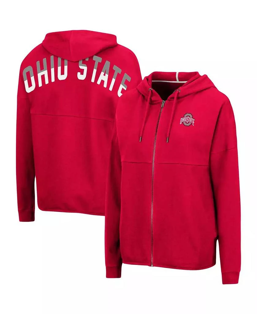 商品Colosseum|Women's Scarlet Ohio State Buckeyes Two-Hit Full-Zip Hoodie,价格¥413,第1张图片