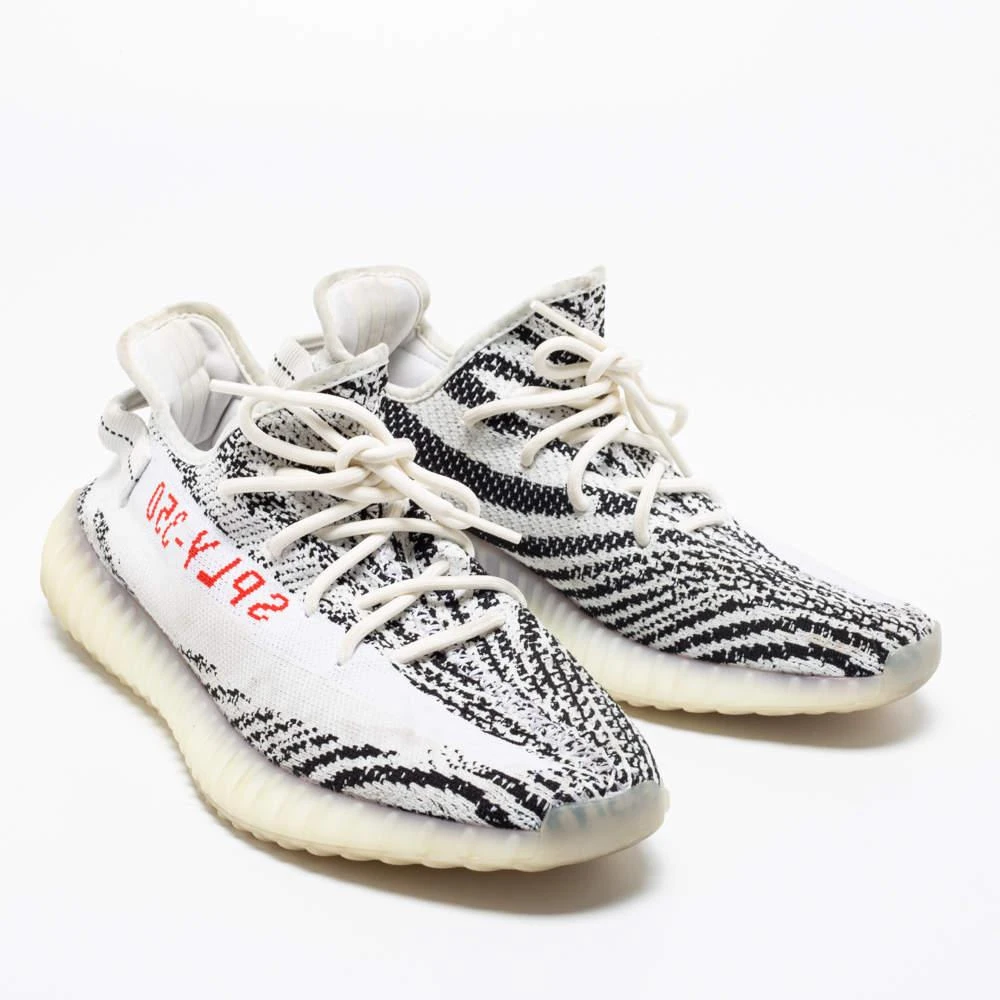 商品[二手商品] YEEZY|  Yeezy x Adidas White/Black Knit Fabric Boost 350 V2 Zebra Sneakers Size 46,价格¥1431,第4张图片详细描述