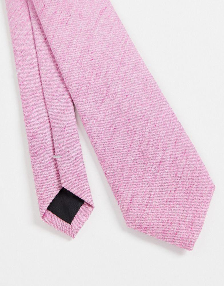 ASOS DESIGN slim tie in pink texture商品第2张图片规格展示