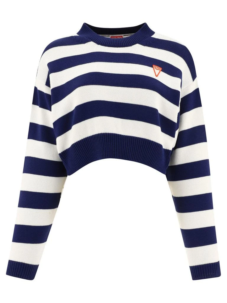 商品Kenzo|Kenzo Logo-Patch Crewneck Striped Cropped Jumper,价格¥2022,第1张图片