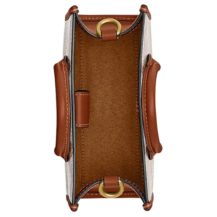 商品[国内直发] Coach|蔻驰 Ace 17 马车图案印花 人造革拼牛皮革 托特包Tote包购物袋单肩斜挎手提包 小号 女款 粉笔白色,价格¥1747,第3张图片详细描述