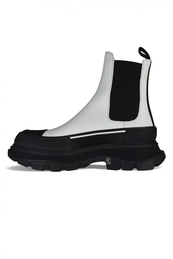 商品Alexander McQueen|Women's luxury ankle boots alexander mc queen tread slick white and black leather ankle boots,价格¥5103,第4张图片详细描述