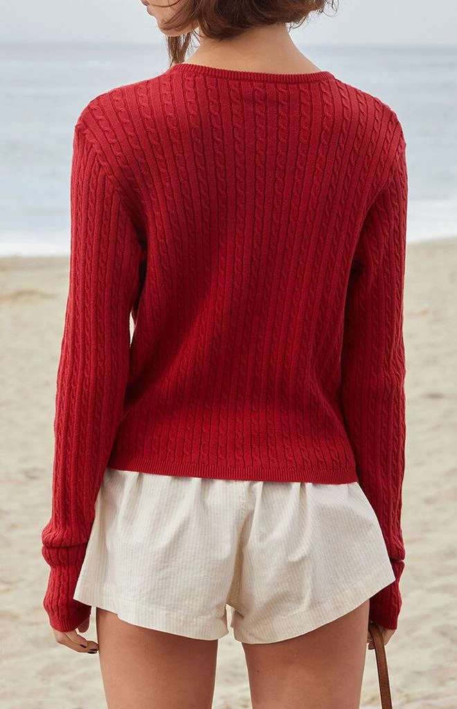 Red Zoe Cable Knit Cardigan 商品