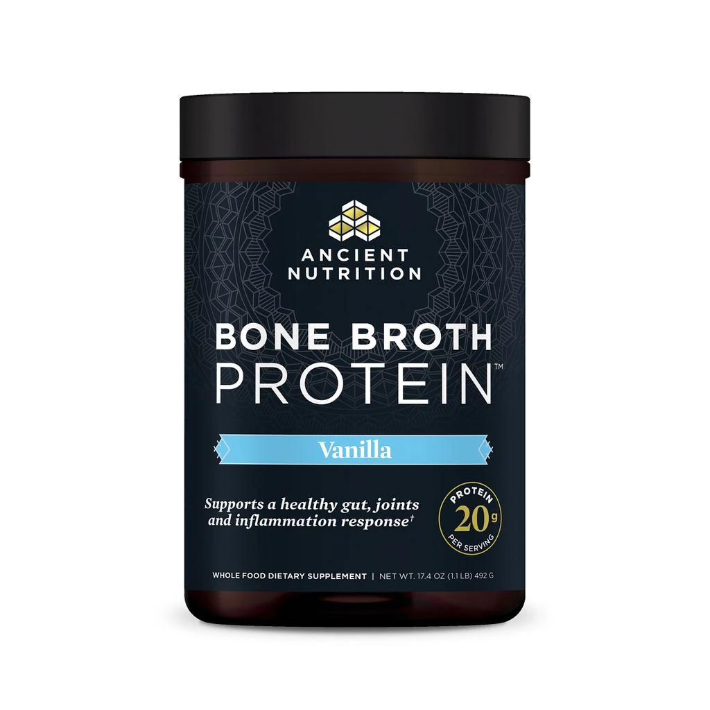 商品Ancient Nutrition|Bone Broth Protein Summer ’23 Insert | Powder Vanilla (20 Servings),价格¥378,第1张图片