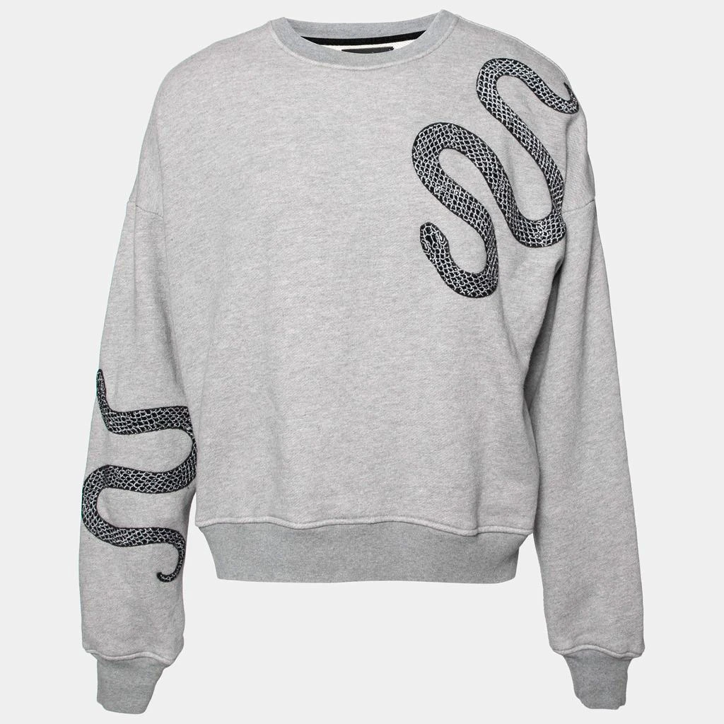 商品[二手商品] AMIRI|Amiri Grey Terry Knit Serpenti Patch Oversized Sweatshirt XS,价格¥1586,第1张图片
