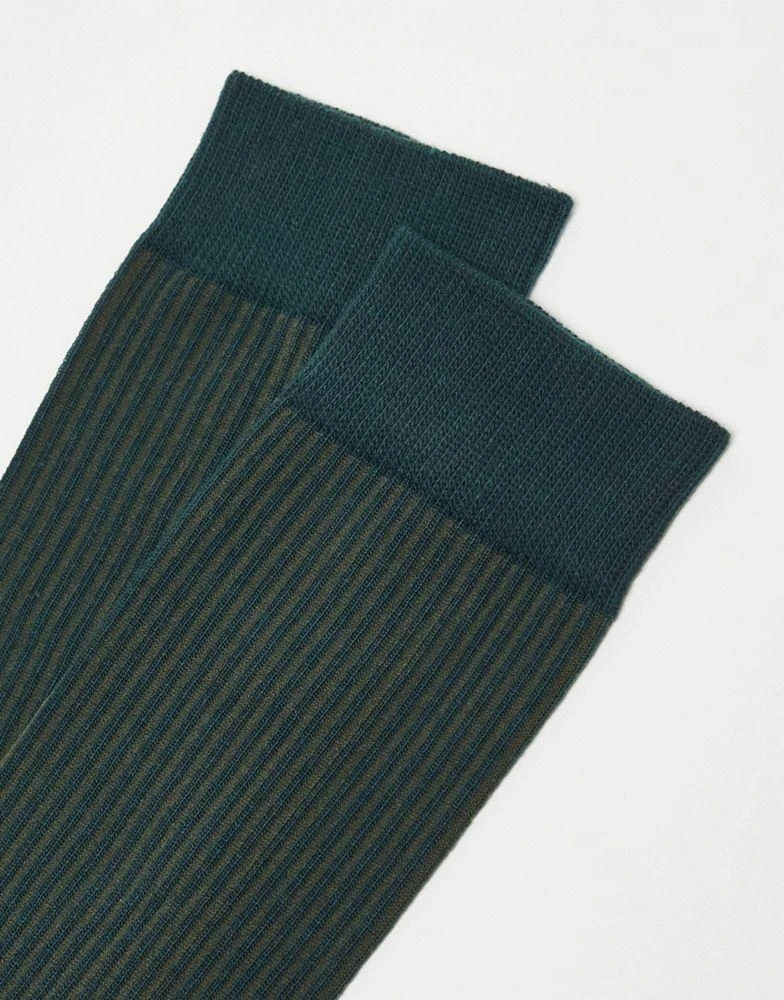 商品ASOS|ASOS DESIGN ankle sock in two-tone rib in green,价格¥48,第4张图片详细描述