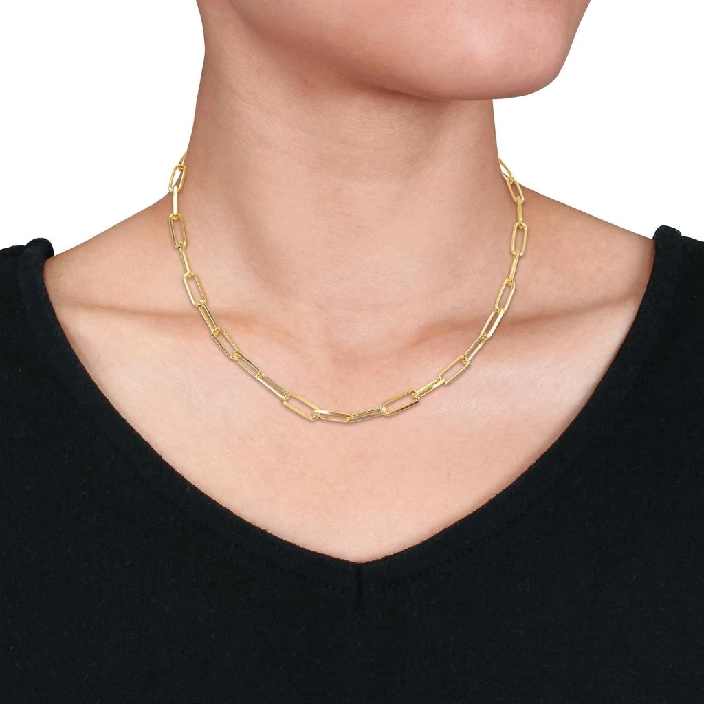 商品Mimi & Max|5mm Diamond Cut Paperclip Chain Necklace in Yellow Plated Sterling Silver - 16 in,价格¥427,第2张图片详细描述