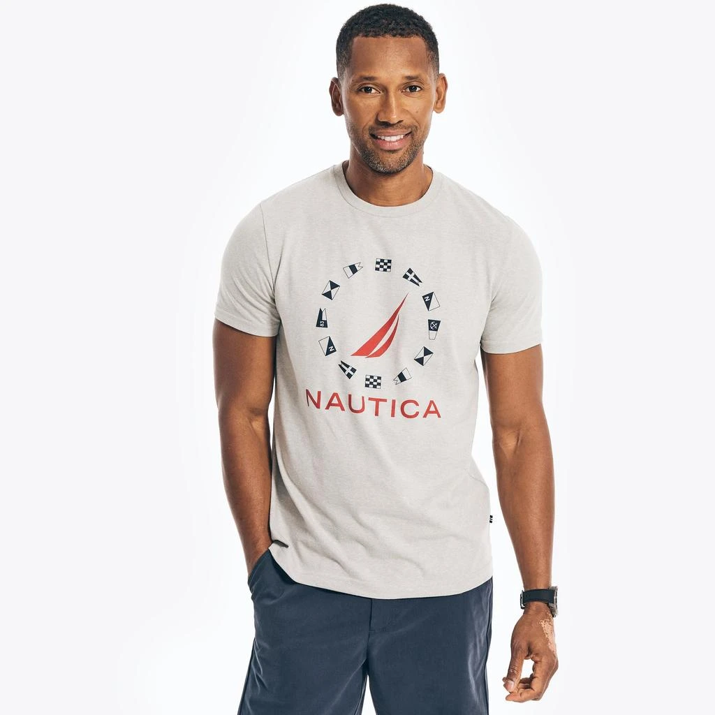 商品Nautica|Nautica Mens Sustainably Crafted Flag Graphic T-Shirt,价格¥98,第2张图片详细描述