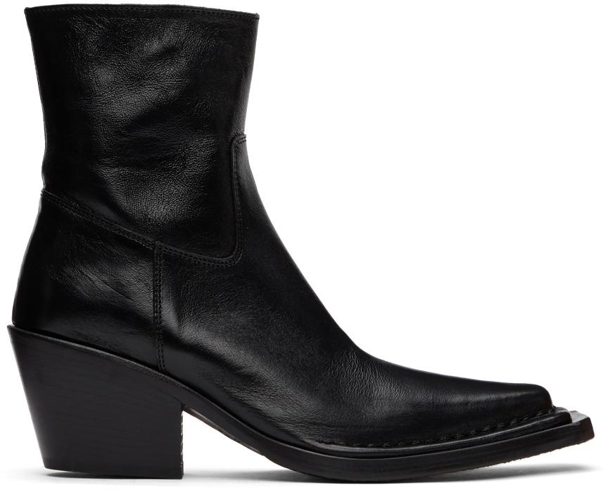 Black Leather Ankle Boots商品第1张图片规格展示