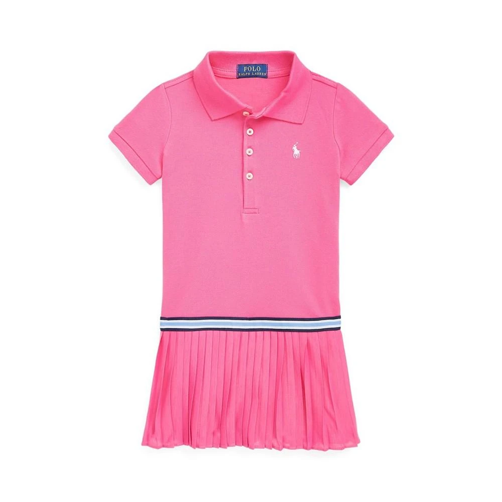 商品Ralph Lauren|Toddler and Little Girls Short Sleeves Pleated Stretch Mesh Dress,价格¥313,第1张图片