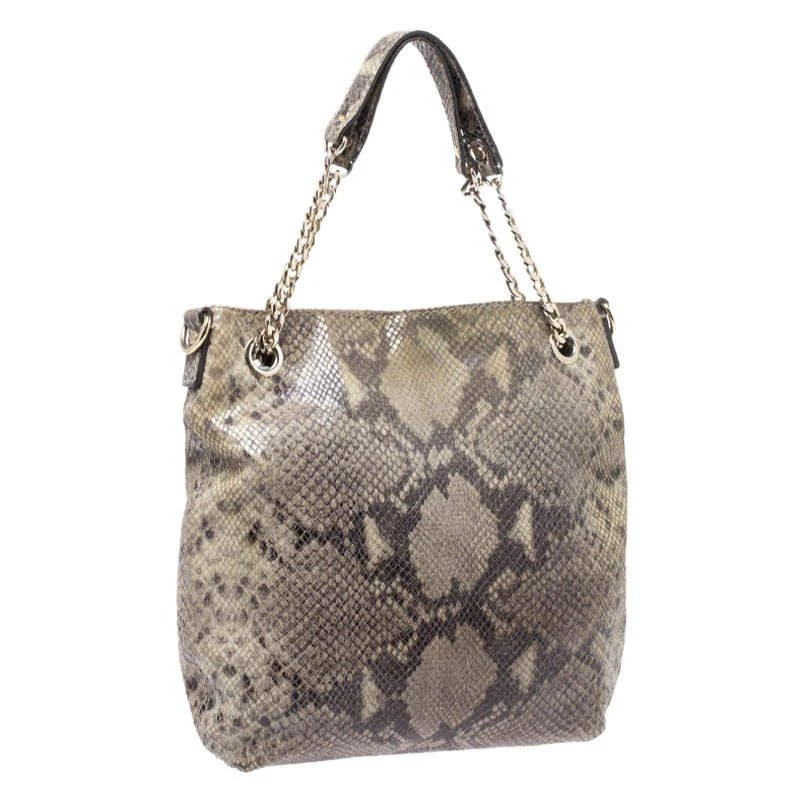 商品[二手商品] Michael Kors|Michael Kors Green/Black Python Embossed Suede Chain Tote,价格¥1124,第3张图片详细描述