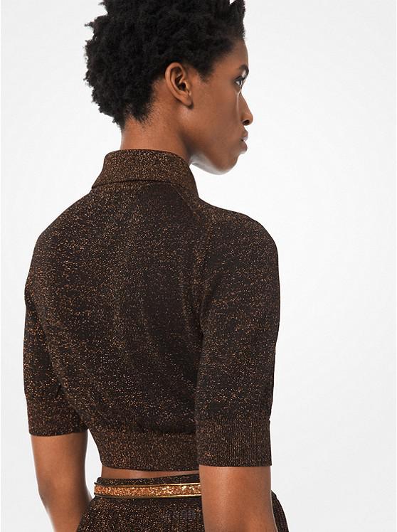 商品Michael Kors|Metallic Knit Cropped Polo Shirt,价格¥1755,第4张图片详细描述
