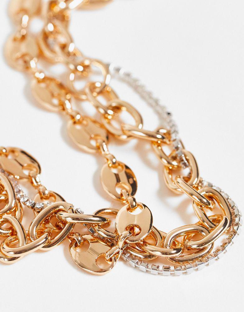 商品Reclaimed Vintage|Reclaimed Vintage inspired multirow with mixed gold chains and fine faux crystal,价格¥71,第6张图片详细描述