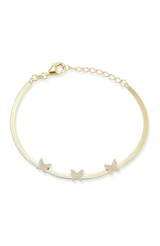 商品Sphera Milano|Yellow Gold Vermeil Pave CZ Butterfly Charm Snake Chain Bracelet,价格¥410,第1张图片