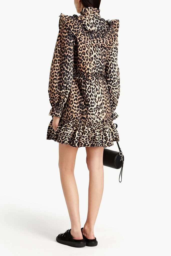 商品Ganni|Ruffled leopard-print cotton mini dress,价格¥326,第3张图片详细描述