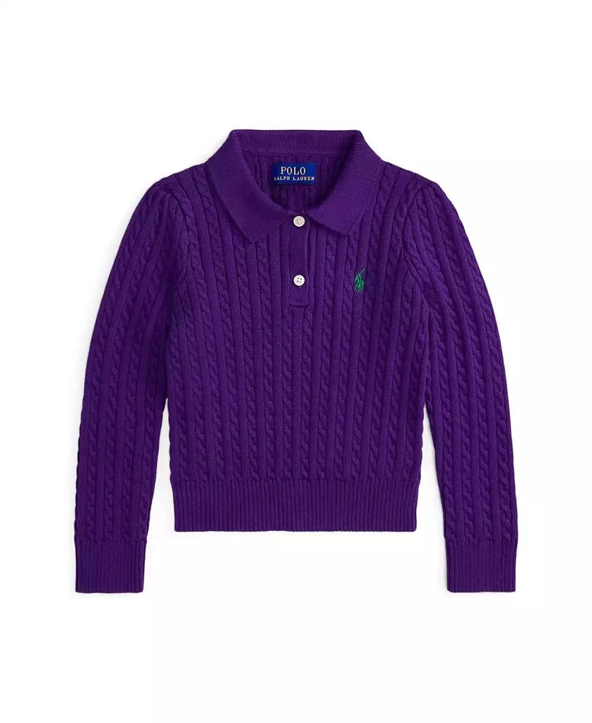 商品Ralph Lauren|Girls 2T-6X Mini-Cable Polo Sweater,价格¥325,第1张图片