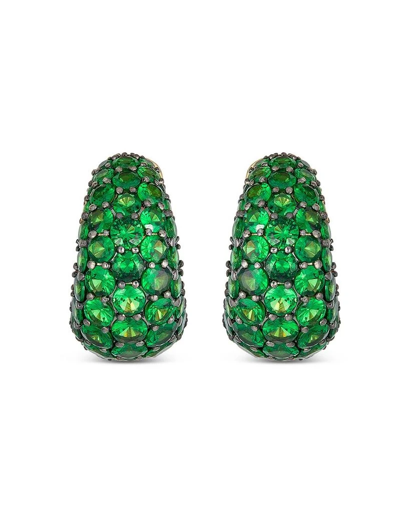 商品Piranesi|18K Yellow Gold Dome Huggie Hoop Earrings with Green Tsavorite Garnets,价格¥74644,第1张图片