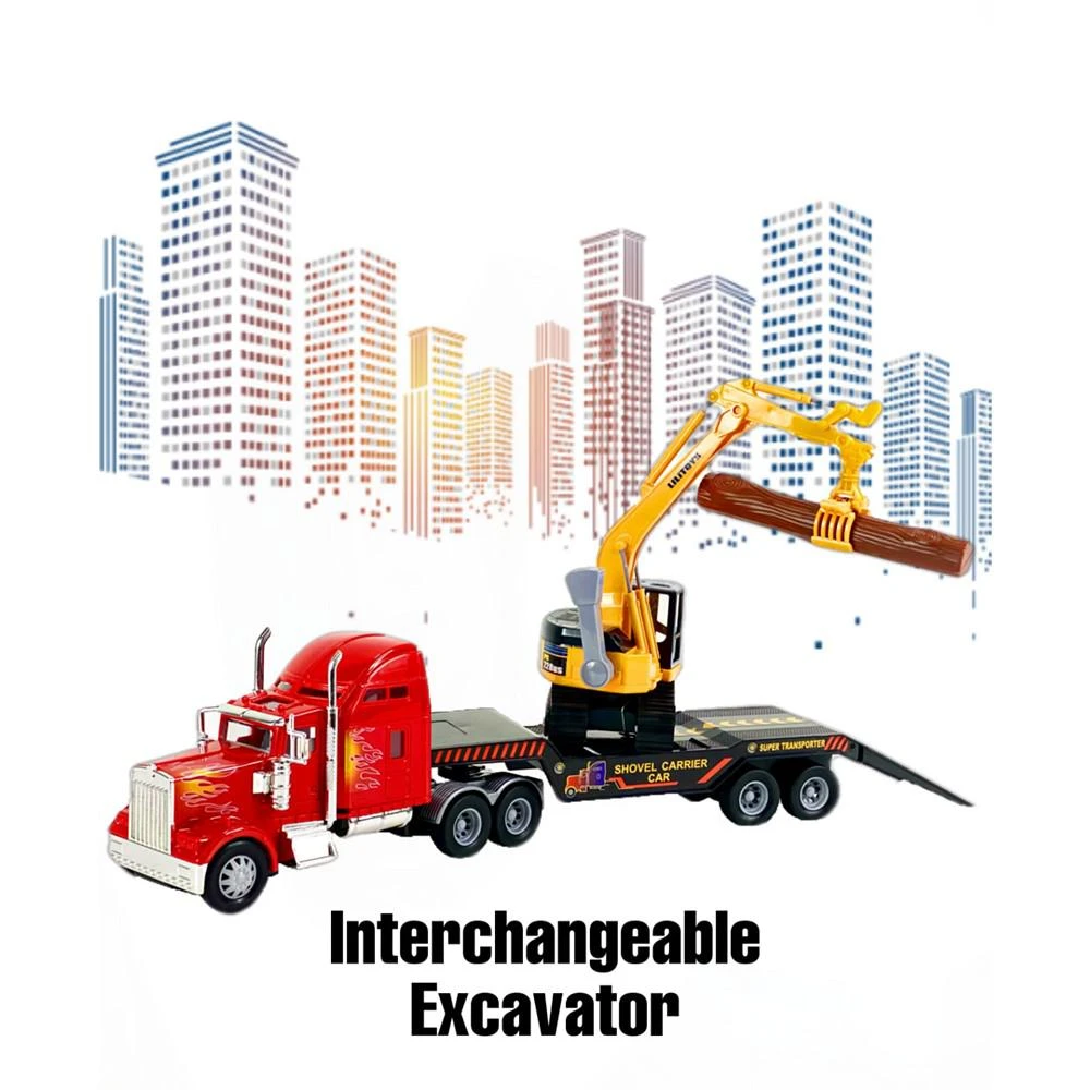 商品Big Daddy|Mag-Genius Big-Daddy Big Rig Low-Boy Transport with Excavator and Interchange Kit Toy,价格¥149,第2张图片详细描述