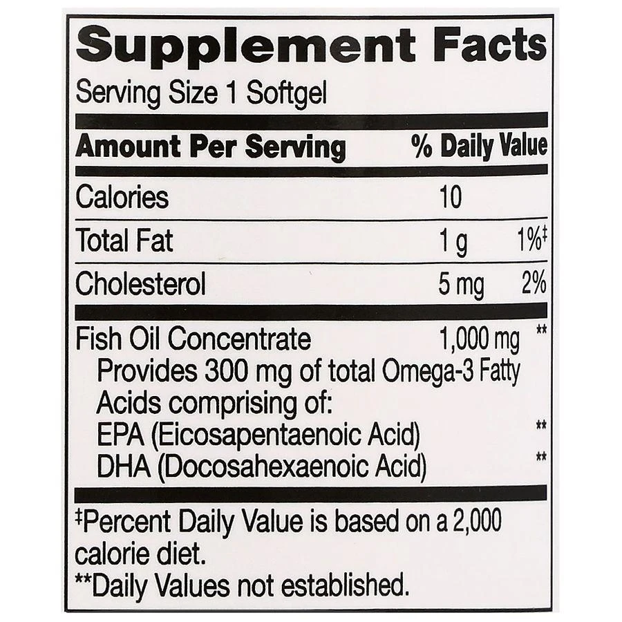 商品Walgreens|Fish Oil 1000 mg with 300 mg Omega-3 Softgels,价格¥96,第5张图片详细描述