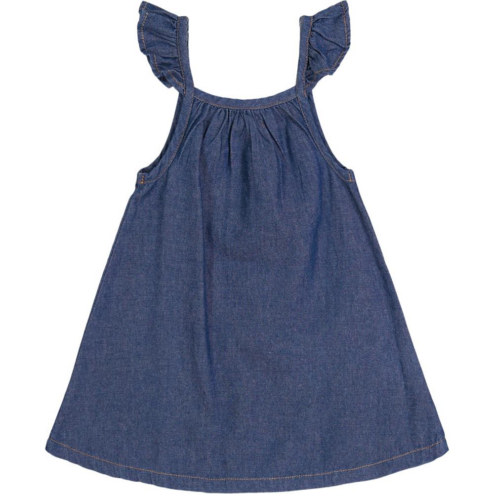 Little Girls Button Front Logo Denim Dress商品第2张图片规格展示
