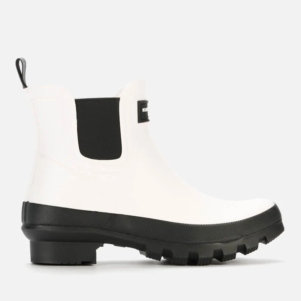 商品Kurt Geiger|KURT GEIGER LONDON WOMEN'S SLEET SHORT WELLIE CHELSEA BOOTS - WHITE/BLACK,价格¥313,第1张图片