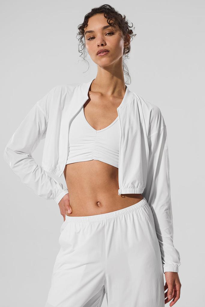 Alo Cropped Breezy Full-Zip Cover Up - Black - Shirts - Free