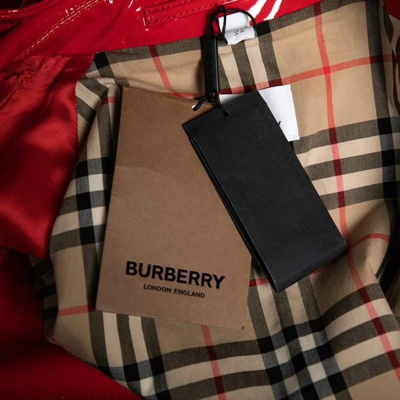 Burberry London Red Belt Detailed Laminated Coat S 商品