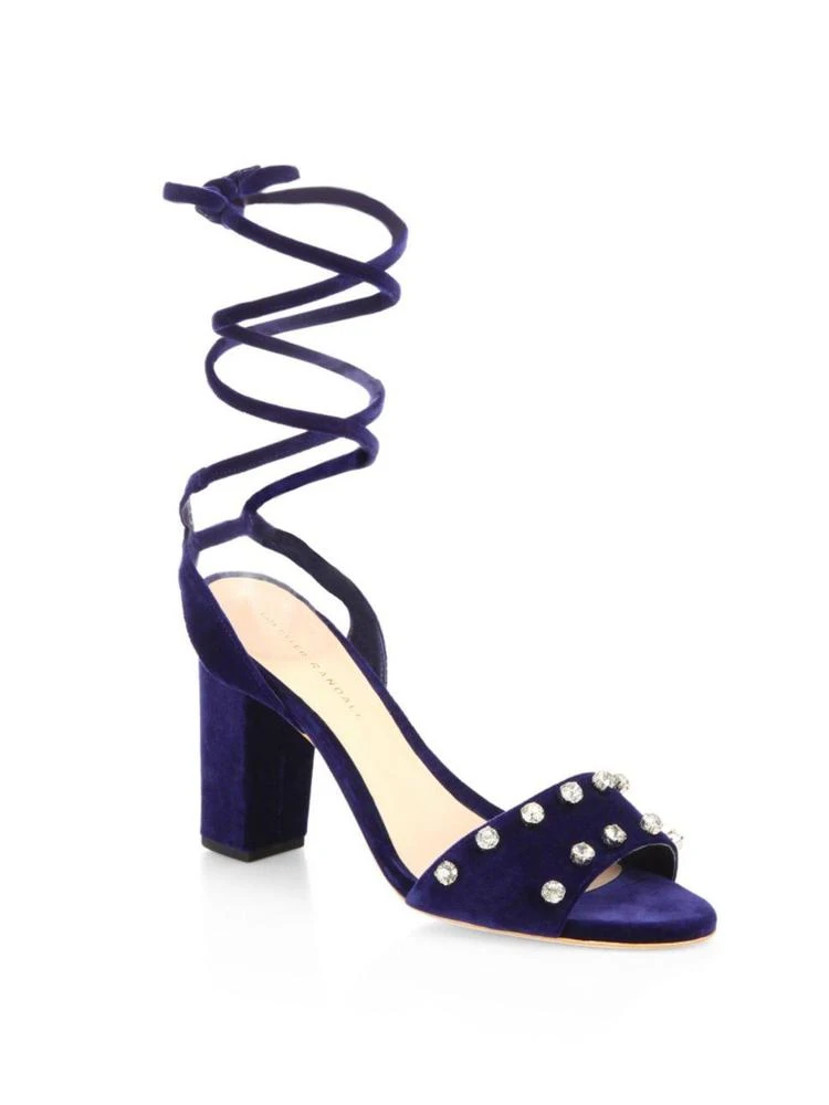 商品Loeffler Randall|Elayna Studded Velvet Ankle Wrap Sandals,价格¥1126,第1张图片