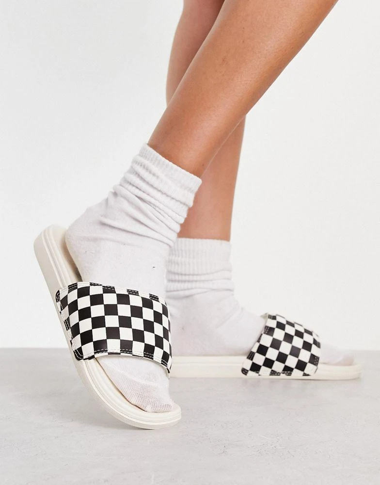 商品Vans|Vans La Costa checkerboard sliders in black and white,价格¥215,第3张图片详细描述