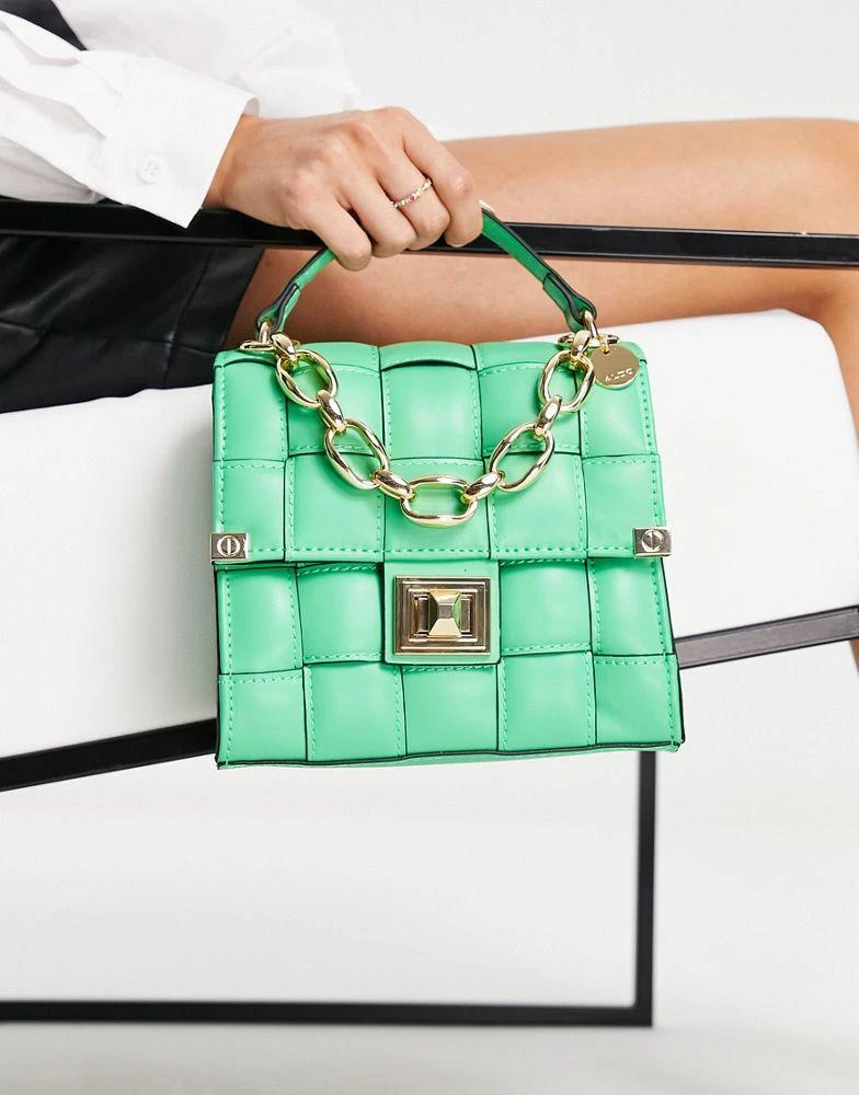 商品ALDO|ALDO Palmata cross body bag in green weave with gold hardwear,价格¥339,第1张图片